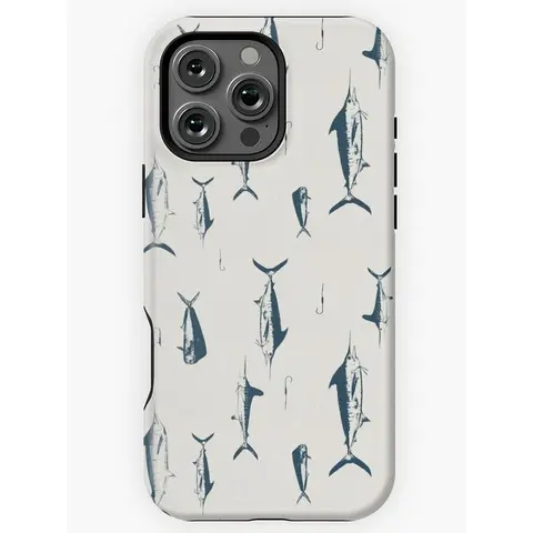 Customized Marlin & Mahi-Hooks Offshore Fish Pattern TPU Dual-Layer Shock Protection Cellphone Case - Navy Blue,Natural - Wireless-Friendly,Multi-Model for iPhone 18 Pro Max,17,16-13,12-11,X,Samsung & Various Phones - Holiday Gift Mobile Phone Accessories