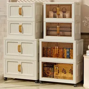 2/3/5 layer foldable storage box, super large capacity double open storage box, large storage box with lid and wheel, storing clothes, snacks, toys, books, etc. at home, office, outdoor