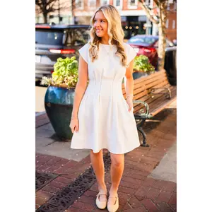 Off white pintuck dress