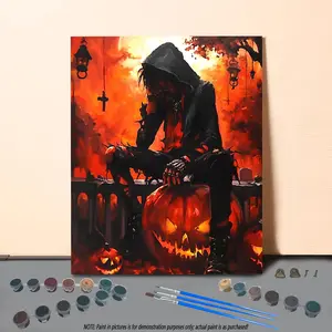 Figure & Pumpkin Pattern Painting By Numbers Kit, 1 Set DIY Paint By Numbers Kit without Frame, Wall Art Decorations for Living Room Bedroom