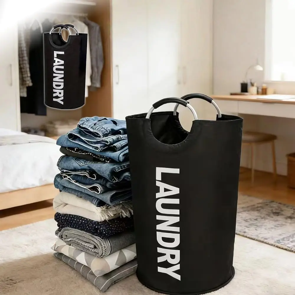Large Laundry Basket With Padded Handles Oxford Fabric Laundry Hamper Tall Laundry Bag Clothes Hamper Laundry Bin Storage Organizer For Bedroom Bathroom College Dorm