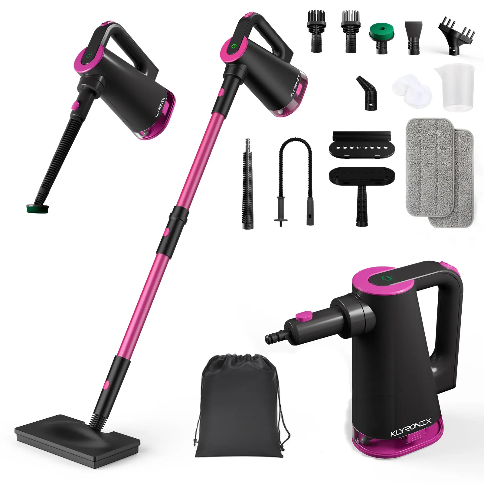 KLYRONIX Steam mop 20-in-1 Steam Cleaner Handheld & Upright High-Pressure, Multi-Purpose for Floors/Cars/Windows, Complete Attachment Kit | Multi-Sur