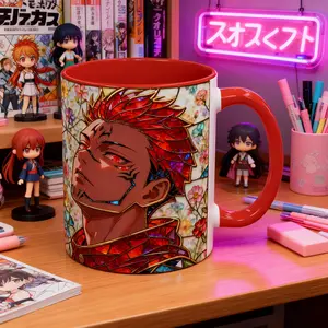 [Sale Up To 50%] Anime Sukuna Coffee Mug Faux Stained Glass Style Design