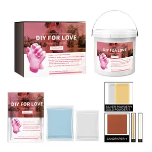 Children's Keepsake Hand and Foot Casting Kit Valentine's Day Handprint Casting Powder Couple's Anniversary Hand-in-Hand Casting Romantic Gift for Newborns Large Family Extra
