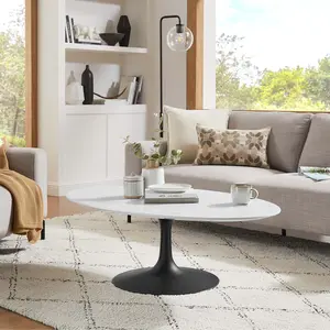 Modway Lippa 48" Oval Coffee Table in Black White