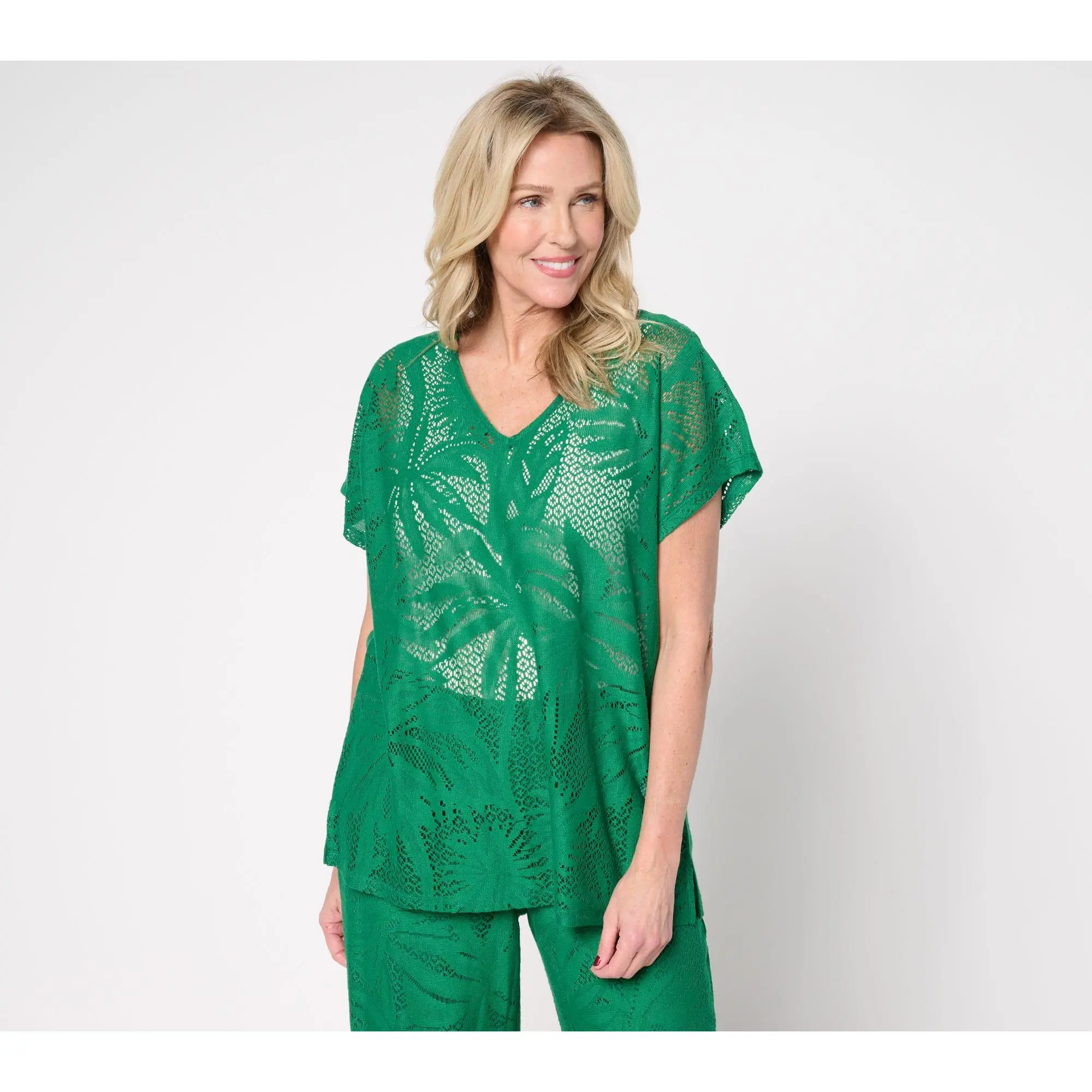 Susan Graver Soleil Regular Lace Knit Tunic