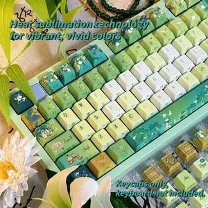 New Splash of Tea Aroma Theme Backlit Keycaps 120 Keys, Cherry High Profile Design, Dual Color Injection Molding Pbt Material, Durable Anti-Grease Mechanical Keyboard