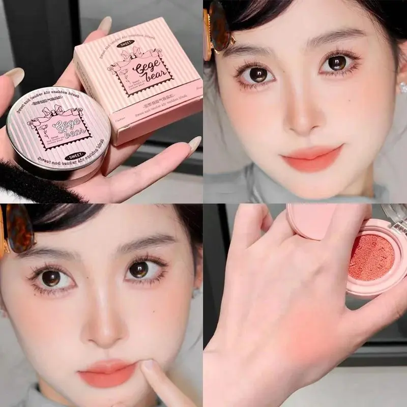 Air Cushion Liquid Blusher Cream (3.5g) - Peach Pink, Soft Mist Finish, Long-Lasting, Water Resistant, General Normal Skin Use, Easy to Wear, Novice-Friendly, With Puff & Mirror, 3-Yr Shelf Life, 31g/5.5*5.5*2.2cm