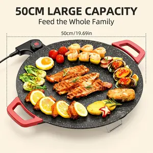 Portable Electric Comal, Indoor Smokeless Korean BBQ Grill, Non-stick Griddle for Tortillas, Adjustable Temperature Control, Asador de Carne TiktokShopBlackFriday