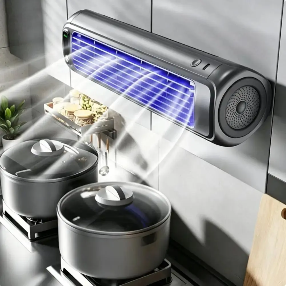 Portable Rechargeable Plastic Air Conditioner Fan - 5V, Drill-Free Wall Installation, Wall Hanging, Silent Operation, Bladeless Cross-Flow Wind Wheel, Compact Desk Fan for Kitchens, Kid Room, Dorms
