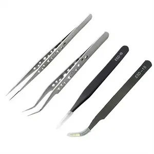 Precision Industrial Tweezers Anti-Static Magnetic Stainless Steel Tweezers Set for Electronics Soldering Maintenance