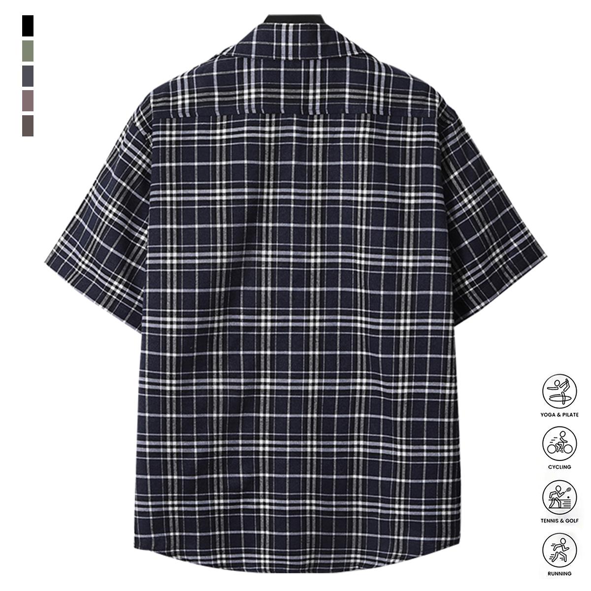 4PCS Men's Striped Casual Short Sleeve Beach Outdoor Shirt