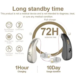 1Pair Rechargeable Hearing Aids with Noise Reduction, In-Ear Amplifier Earphones for Adults, Golden Color, Indoor Outdoor Use