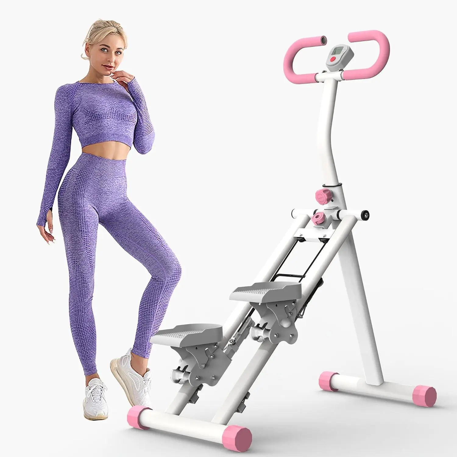 for home Gym Stair Stepper, Updated Vertical Climber Equipment for Total Body Fitness, Space-Saving Folding Cardio Climber with Increased Step Range, Handlebars And Pedals, Without Battery