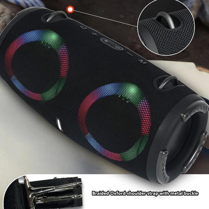 100W High Power Bluetooth Speaker Portable RGB Colorful Light Waterproof Wireless Subwoofer 360 Stereo Surround TWS FM Boombox for Smartphone Audio 23.1 x 9.3 x 12.7CM