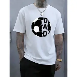 Exclusive Father's Day T-Shirt Featuring A Vintage Football Dad Print, Perfect For Warm Weather, With A Classic Minimalist Design And Breathable Fabric.