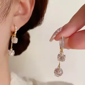 LisiZen Crystal Tassel Ball Earrings 14K Gold Plated Sparkling Rhinestone Long Drop Design, Chic Elegant Fashion Jewelry Statement Earrings DZEH2620