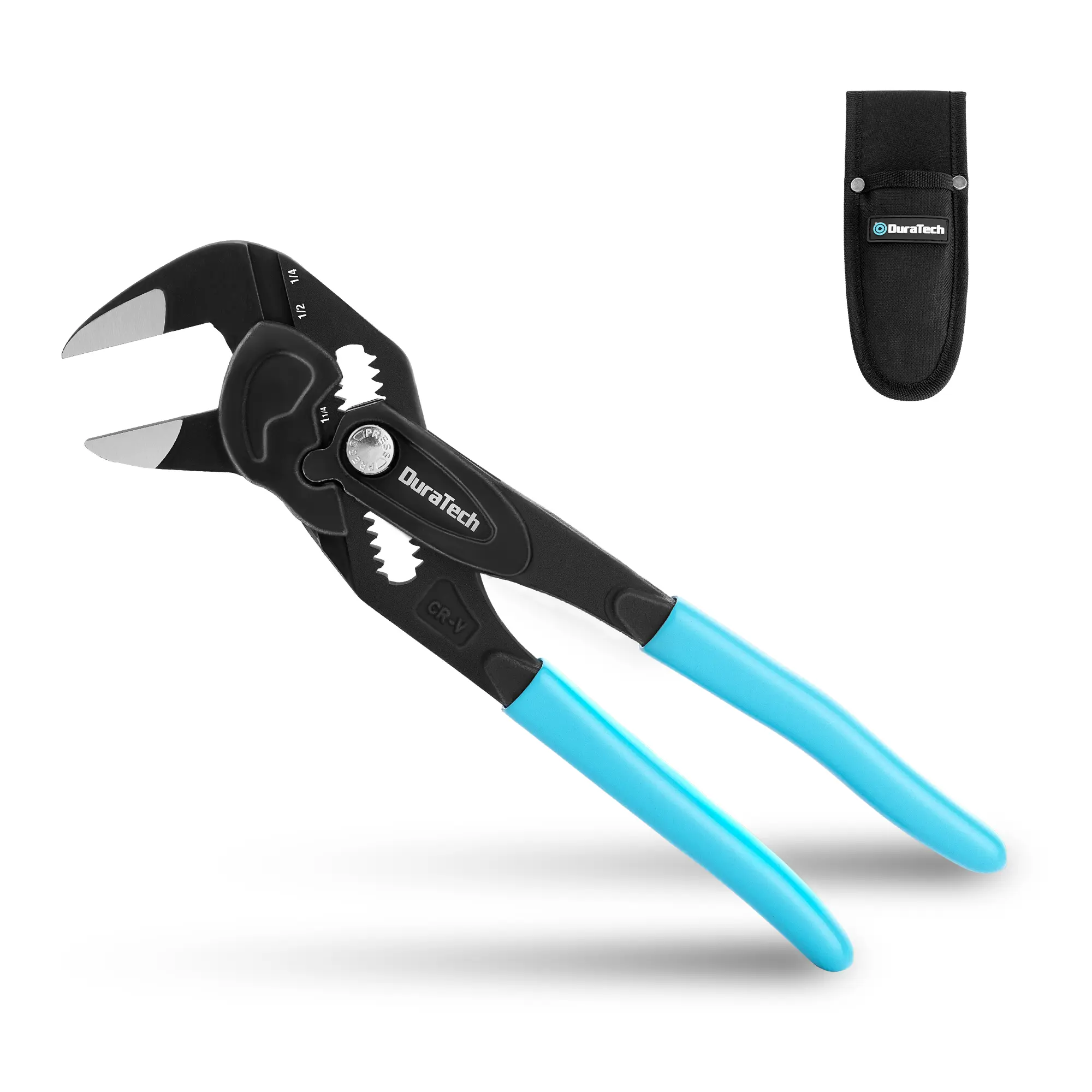 #summersale DURATECH 7&10-Inch Pliers Wrench, CR-V Steel Adjustable Wrench with Metric & SAE Scale, Black Finish Parallel Pliers with Storage Pouch, for Home Repair & Nut Tightening