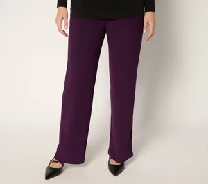 Susan Graver Every Day Petite Textured Liquid Knit Wide Leg Pants