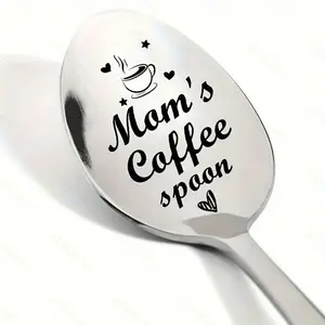 Coffee Letter Pattern Spoon, Stainless Steel Spoon, Durable and Easy To Use, Ideal Gift for Coffee Lovers, Coffee Bar Accessories, Kitchenware, Cutlery