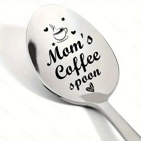 Coffee Letter Pattern Spoon, Stainless Steel Spoon, Durable and Easy To Use, Ideal Gift for Coffee Lovers, Coffee Bar Accessories, Coffee Spoons, Kitchenware, Cutlery