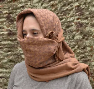 Authentic Shemagh Head Scarf Keffiyeh Balaclava Pakistani Palestine for Men and Woman BROWN