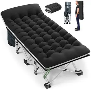GVDV Folding Camping Cot for Adults with 2 Sided Mattress - 75" x 28" Cot, 1200D Oxford Portable Cot Bed with Carry Bag for Camp Travel Guest