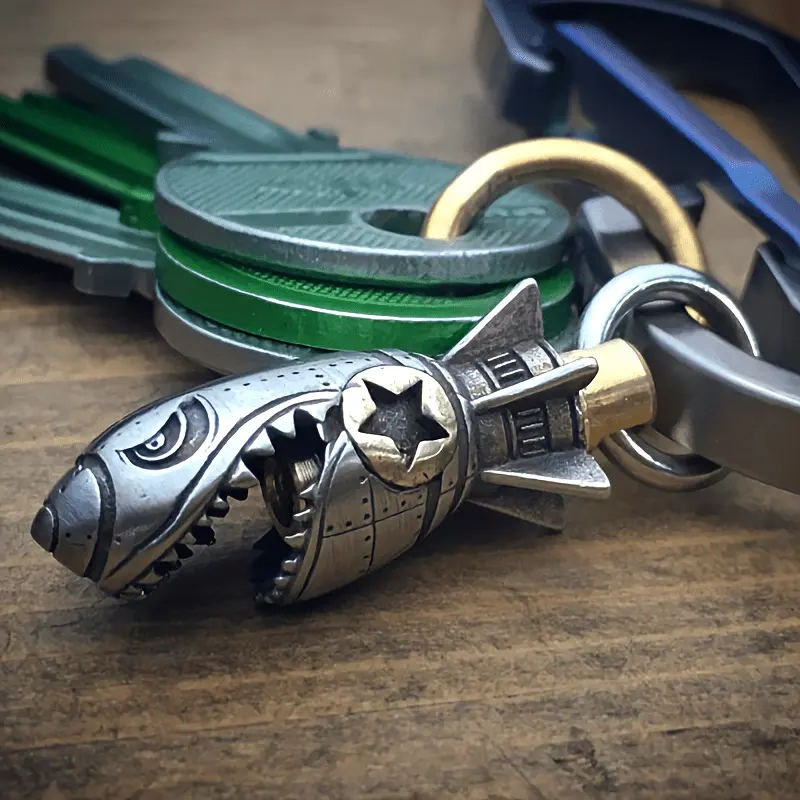 Alloy Shark Rocket Keychain Pendant Punk Hip Hop Style Car Key Backpack Decoration Pendant Christmas Thanksgiving Halloween Perfect Holiday Party Gift