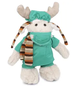 DOLLIBU Standing Moose Doctor Outfit Plush Toy - Super-Soft Polyester, Cute-Shaped, Fluffy, Toddler-Safe Stuffed Toy for Pretend Play, Ages 0+, Cute-Shaped Stuffed Toys, Plush Stuffed Toys