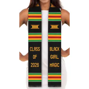 Black Girl Magic Class of 2026 Authentic Handwoven Kente Cloth Graduation Stole
