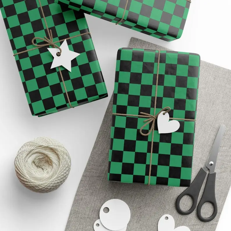 Demon Slayer Gift Wrap, Kimetsu no Yaiba Kimono Pattern Wrapping Papers,  Anime Funny Gift Wrap, Funny Wrapping Papers for Birthdays, Christmas, Holidays, Gift for Fans, Gift for Girl, Birthday Gift