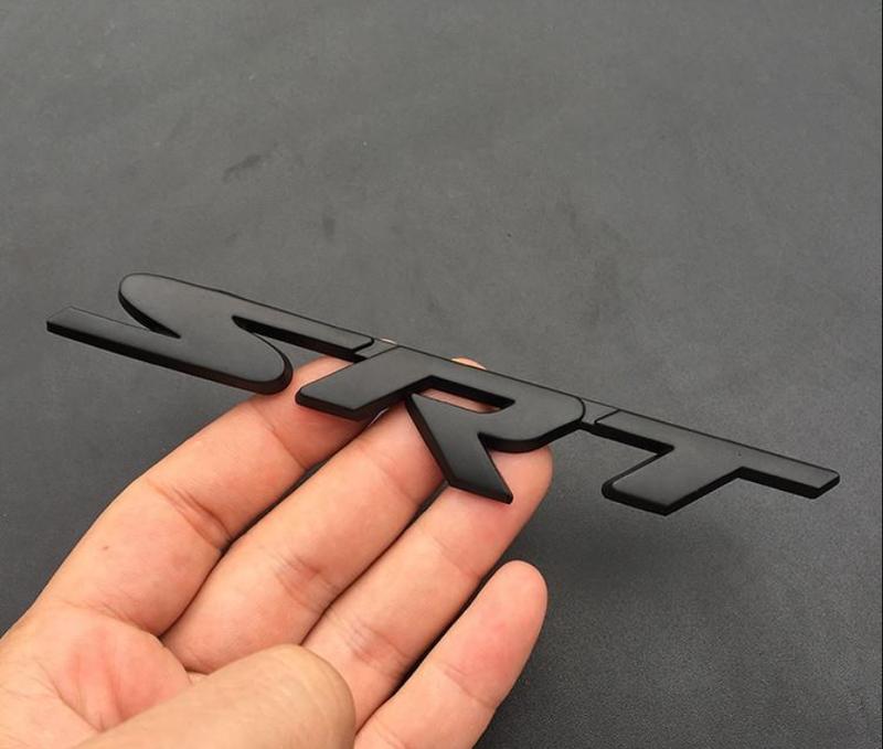 SRT 3D Metal Logo Emblem Nameplte Decal Rear Side For Dodge Charger Hellcat Challenger Jeep Grand Cherokee
