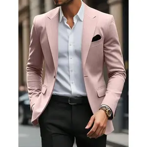 Men’s solid-color lapel sports jacket, slim-fit business formal suit jacket, suitable for office wear, suitable for all seasons GARMENTARY