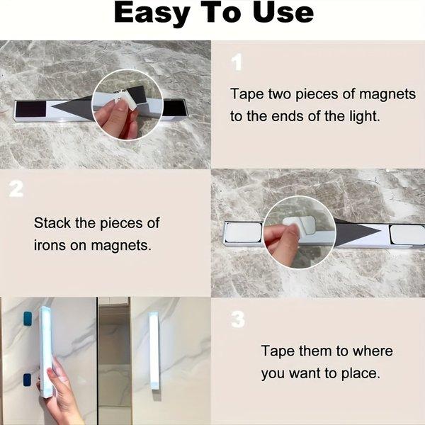 LED Motion Sensor Cabinet Lights USB Rechargeable Dimmable 3 Modes Wireless Night Light for Bedroom Stair Kitchen Office Bedside Cabinet Lighting