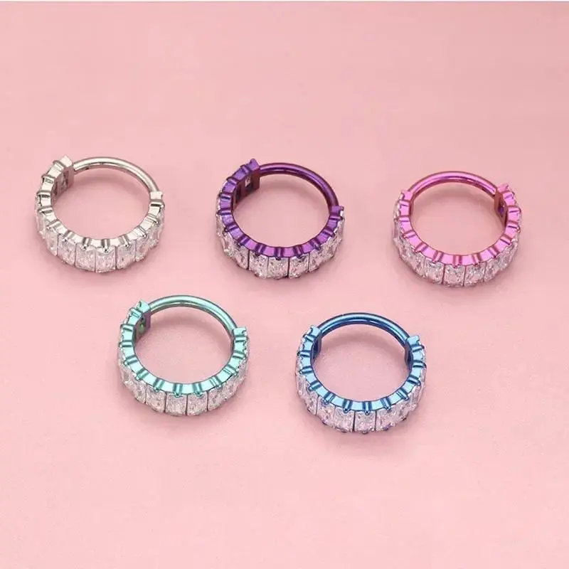 Luxury ASTM F136 Titanium Septum Clicker Hoop | Dazzling Zirconia | 16G Nose, Ear, Helix, Tragus Jewelry
