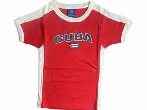 Cuba Flag Embroidered Women's baby tee Cotton Shirt, modern & sporty style.