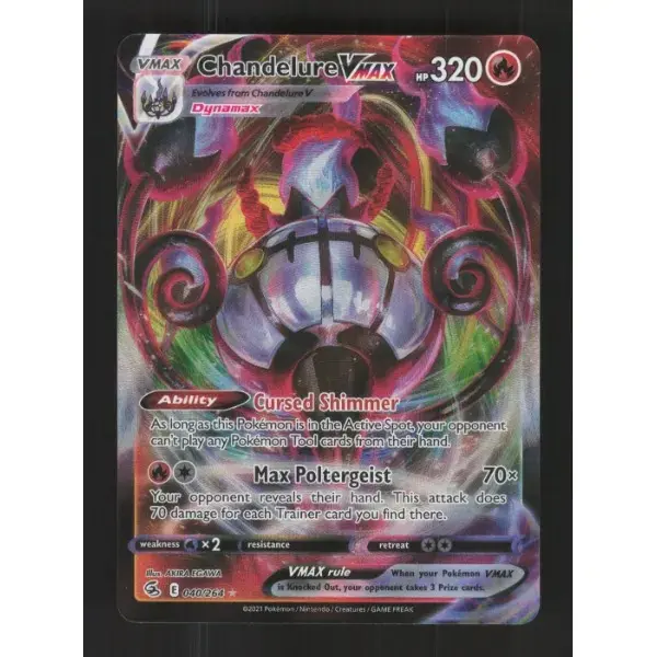 POKEMON TCG AUTHENITC RAW SINGLES: Chandelure VMAX Fusion Strike VMAX Rare 040/264 near mint English