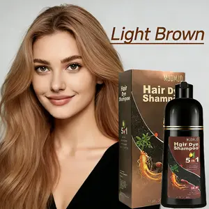 5-in-1 Light Brown Hair Dye Shampoo, Instant Hair Color for Men & Women, Natural Light Brown Results in Minutes, Easy-to-Use Color Shampoo with Long-Lasting Gray Coverage
