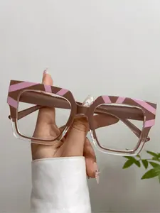 Trendy Colorblock Cat Eye Frame Eyeglasses, Vintage Eyeglasses for Women & Men, Fashion Eyeglasses for Work, Daily Clothing Decor, Perfect for Student Daily Use, Stylish Trendy Eyewear