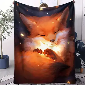 Dreamy and therapeutic little fox-themed printed blanket,Flannel blanket,Soft and warm style,Comfortable and soft,Ideal as a gift,Easy to carry,Stylish and durable,Suitable for use as a car blanket.