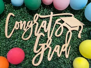 Congrats Grad 1 sign grad 17 x 26 inch unfinished 5 mm thick plywood