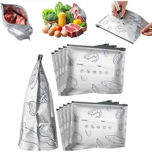 Reusable Aluminum Foil Sealable Storage Bags, Aluminum Foil Storage Bags, Mylar Food Storage Freezer Bags for Vegetable Fruit Meat (10PCS, Large)