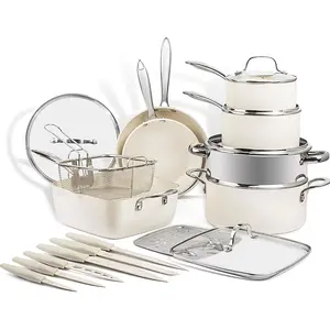 Gotham Steel 20 -Piece Natural Collection 8.5-in Aluminum Cookware set with Lid