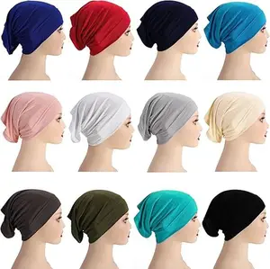12 Pieces Under Scarf Hijab Cap for Turban Head Wraps Scarf Solid Color Hijab Tube Unisex Stretch Dreadlocks Tube