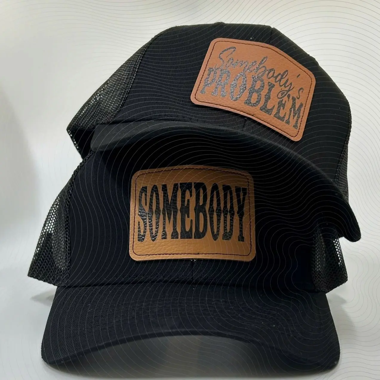 Aesthetic Summer Headwear Solid Black Somebodys Problem Couple Matching Snapback Trucker Hat Mesh Back