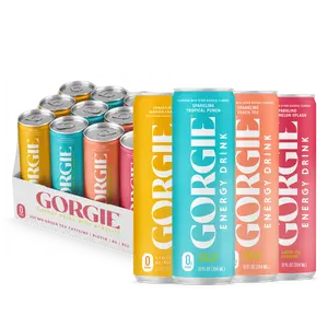 GORGIE Bestsellers Variety, Sugar-Free Natural Energy Drink Sparkling, Healthy Energy Drinks - Green Tea, Biotin, B Vitamins -150mg Caffeine, Vegan, & Low Calorie (Pack of 12) Natural Beverage