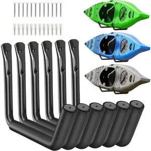 Wall Mount Kayak Storage Rack (15"), 6 Packs Heavy Duty Garage Storage Kayak Hooks, Suitable for Hanging 3 Kayaks, Ladders, Bikes for Garage Wall Organization
