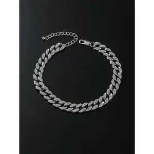 Unisex Zinc Alloy Rhinestone Decor Anklet - 1pc Punk Look Chain, Jewelry for Women, Daily Decoration, Summer Vibes