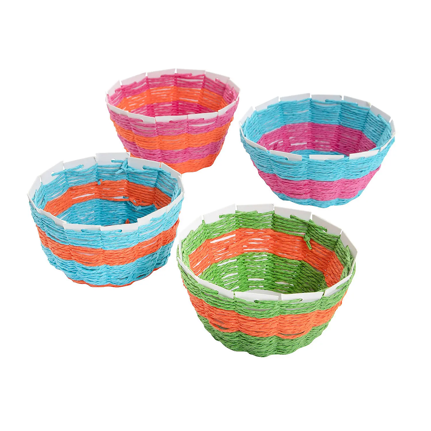 Mini Basket Weaving Craft Kit with Raffia Strings & Cardstock - Makes 12 Bathroom Gadget Baskets, 6 3/4" x 6 3/4" Size, Ideal for Classroom Art Project, Craft Activity, Display