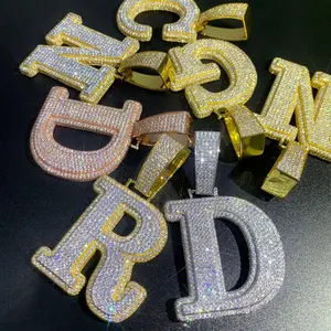 Hip Hop Letter Copper Set Zircon Full Diamond Numeric Letter Pendant Popular Jewelry Necklace